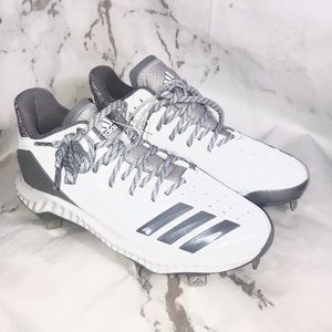 NEW Adidas icon bounce softball cleats white grey